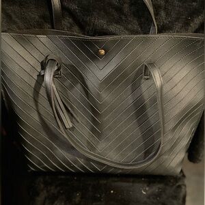 Elegant Black Chevron Tote Bag